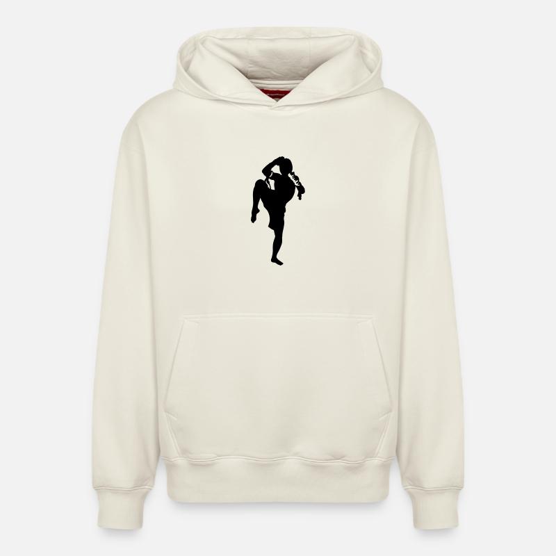 kikboxing_2 - Sweat à capuche unisexe décontracté en coton biologique – de SPREAD - blanc cassé
