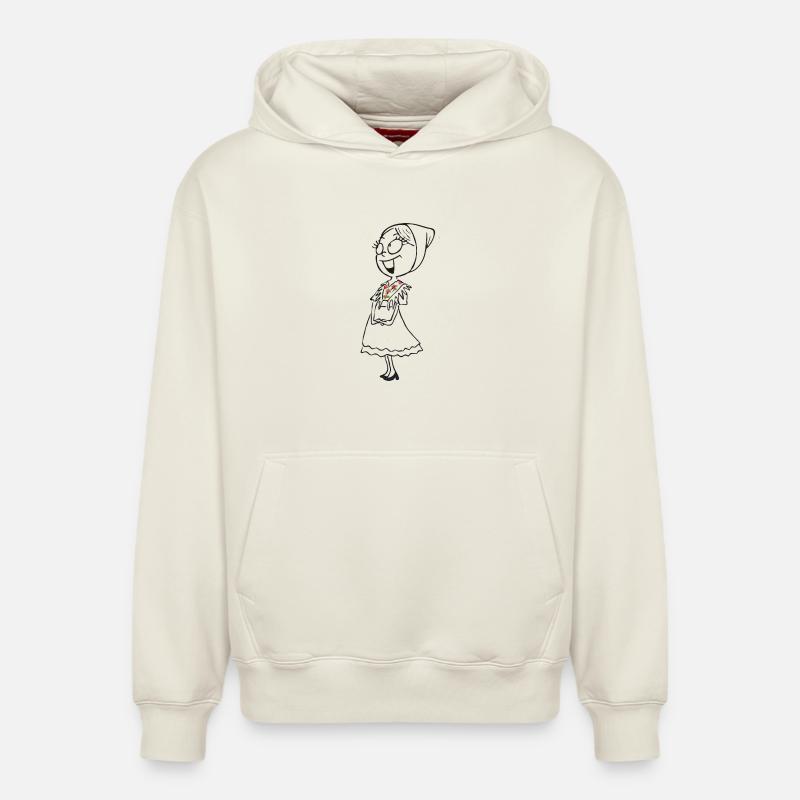 SERBSKA LENKA - contour - - Sweat à capuche unisexe décontracté en coton biologique – de SPREAD - blanc cassé