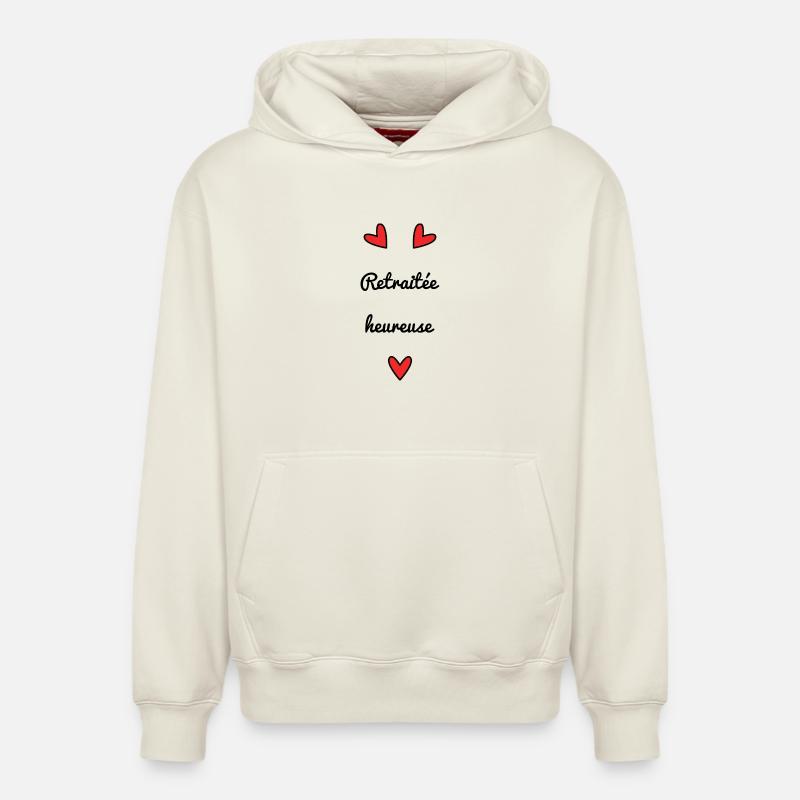 RETRAITEE. RETRAITE. BONNE RETRAITE - Sweat à capuche unisexe décontracté en coton biologique – de SPREAD - blanc cassé