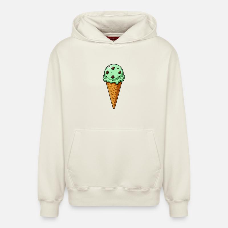 Culasse de glace menthe chocolat - Sweat à capuche unisexe décontracté en coton biologique – de SPREAD - blanc cassé