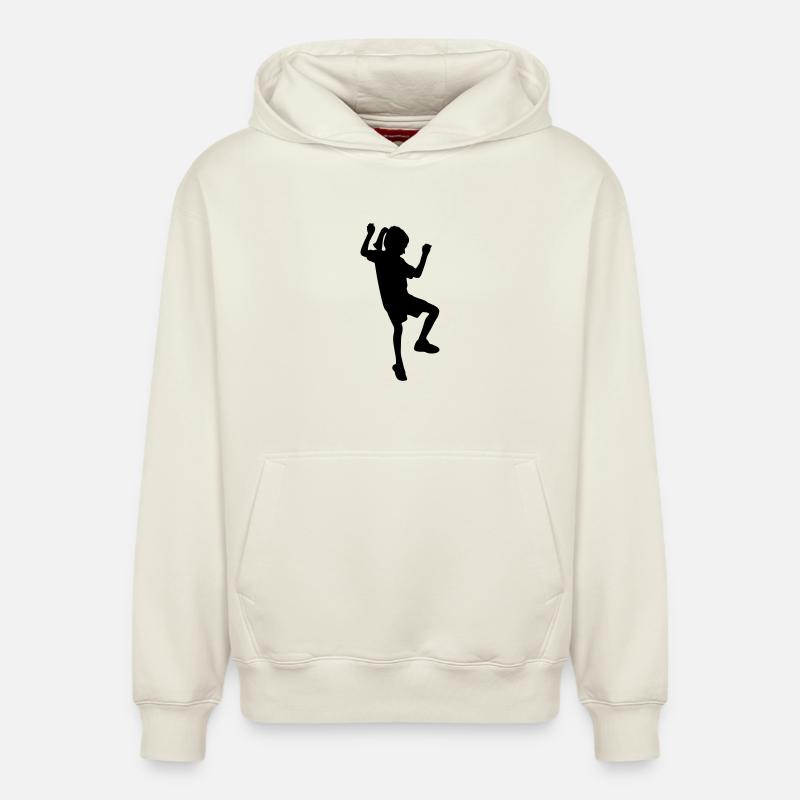 Grimpeuse – Bloc amusant - Sweat à capuche unisexe décontracté en coton biologique – de SPREAD - blanc cassé