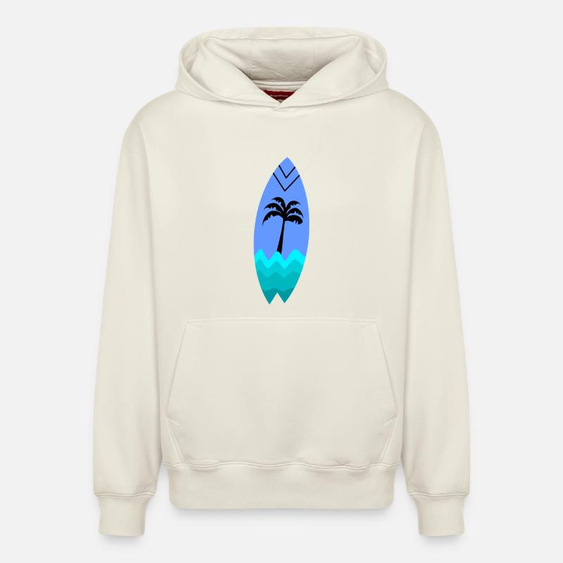 Planche Palmier Turquoise - Sweat à capuche unisexe décontracté en coton biologique – de SPREAD - blanc cassé