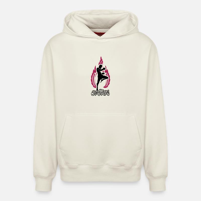 MuayThai - Sweat à capuche unisexe décontracté en coton biologique – de SPREAD - blanc cassé