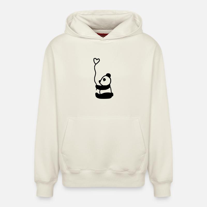 Panda mignon plein d’amour - Sweat à capuche unisexe décontracté en coton biologique – de SPREAD - blanc cassé
