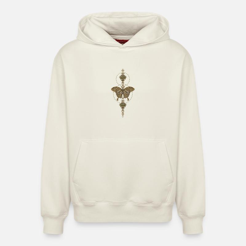 L’élégance du papillon. - Sweat à capuche unisexe décontracté en coton biologique – de SPREAD - blanc cassé