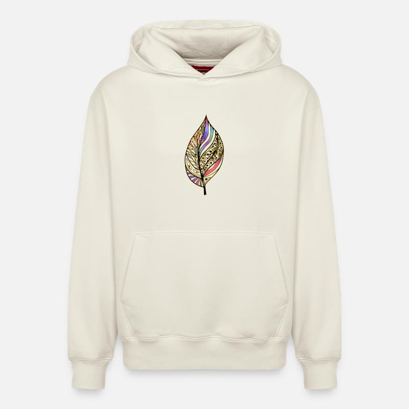 feuille - Sweat à capuche unisexe décontracté en coton biologique – de SPREAD - blanc cassé