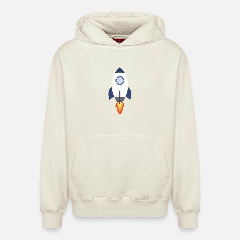 Espace fusée - Sweat à capuche unisexe décontracté en coton biologique – de SPREAD - blanc cassé
