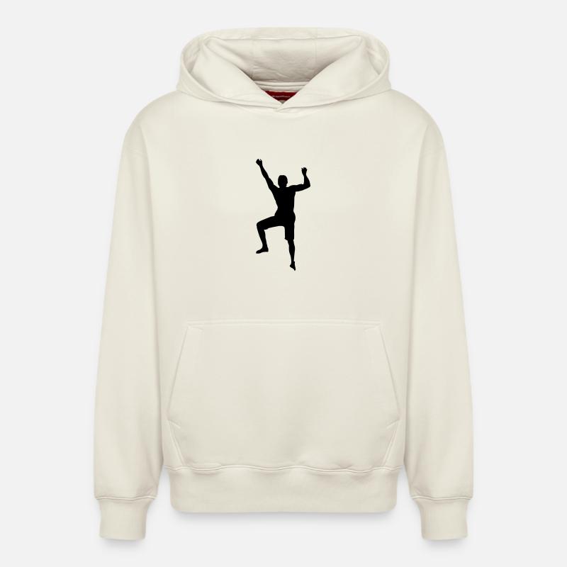 Grimper Power Man – Défi Bloc - Sweat à capuche unisexe décontracté en coton biologique – de SPREAD - blanc cassé