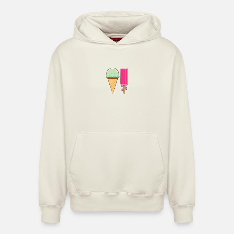 J’aime la crème glacée - Sweat à capuche unisexe décontracté en coton biologique – de SPREAD - blanc cassé