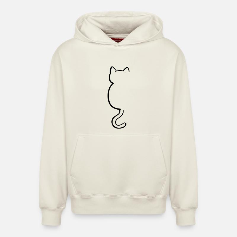 cat silouette - Sweat à capuche unisexe décontracté en coton biologique – de SPREAD - blanc cassé