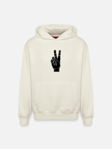 Black hand gesture peace - Relaxed Unisex Organic Hoodie – by SPREAD - off white