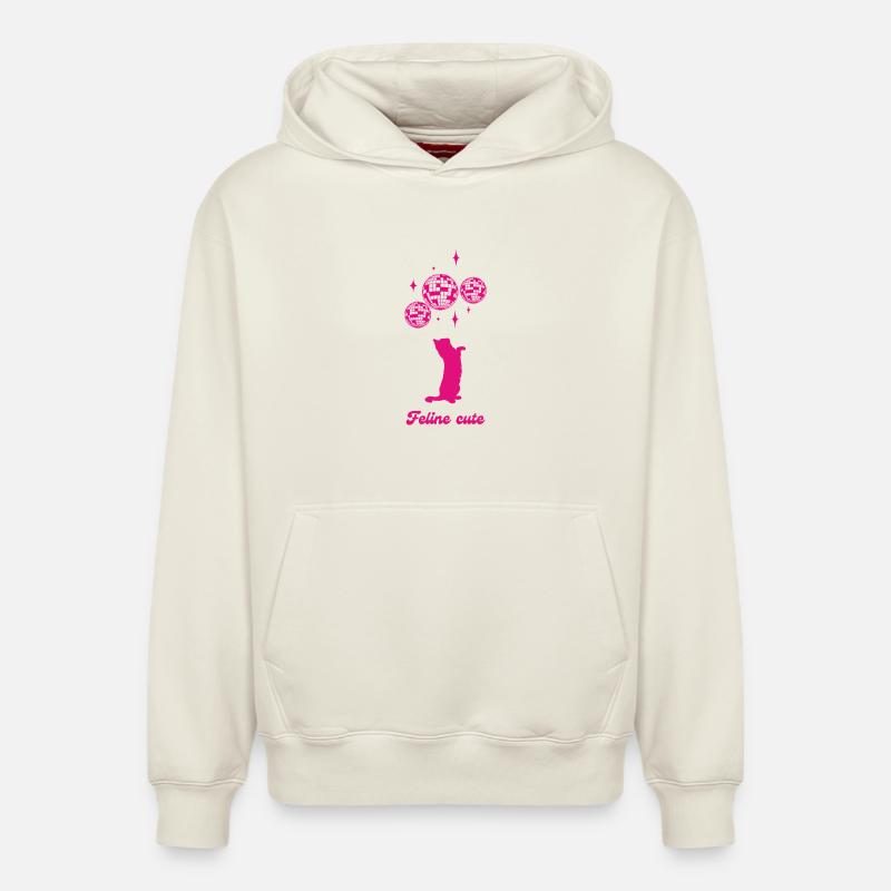 Felin cute - Sweat à capuche unisexe décontracté en coton biologique – de SPREAD - blanc cassé