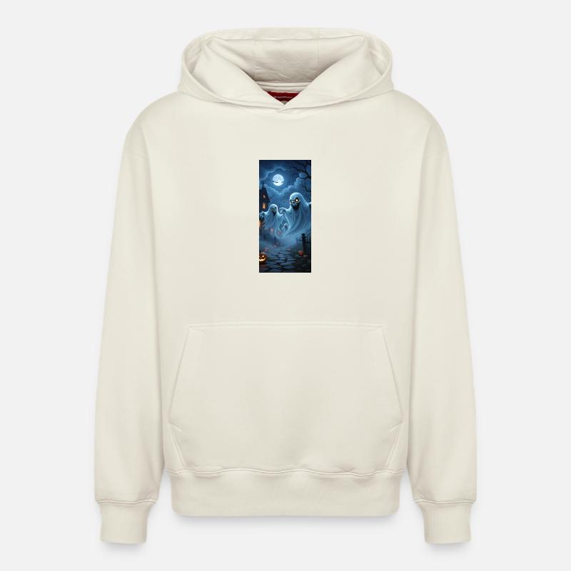 Chemise à capuche Spit Ghosts - Sweat à capuche unisexe décontracté en coton biologique – de SPREAD - blanc cassé