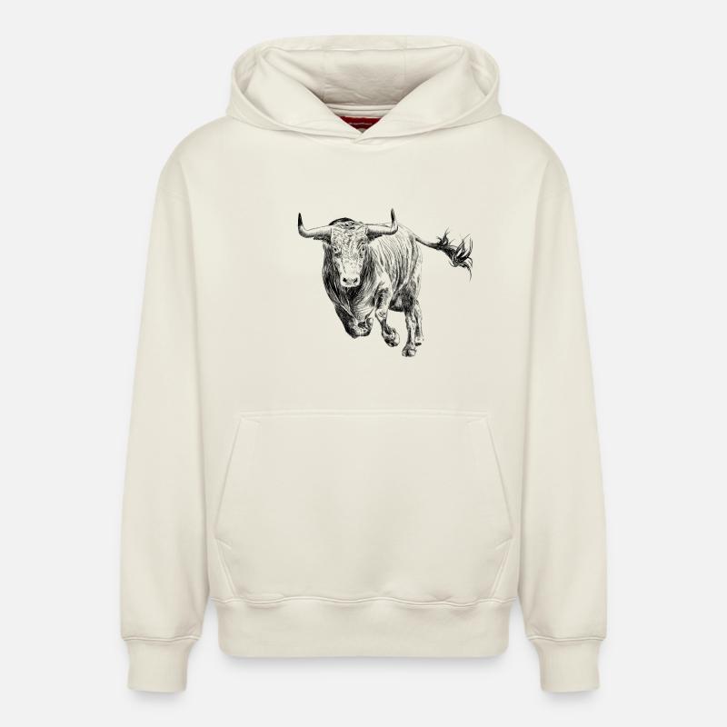 Bull - Sweat à capuche unisexe décontracté en coton biologique – de SPREAD - blanc cassé