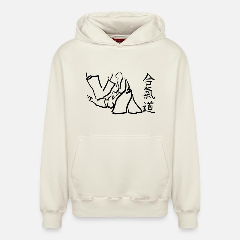 aikido - Sweat à capuche unisexe décontracté en coton biologique – de SPREAD - blanc cassé