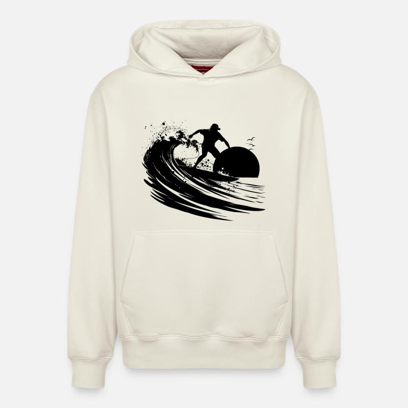 Surfeur - Sweat à capuche unisexe décontracté en coton biologique – de SPREAD - blanc cassé