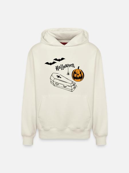 Halloween Pumpkin Silhouette - Relaxed Unisex Organic Hoodie – by SPREAD - off white