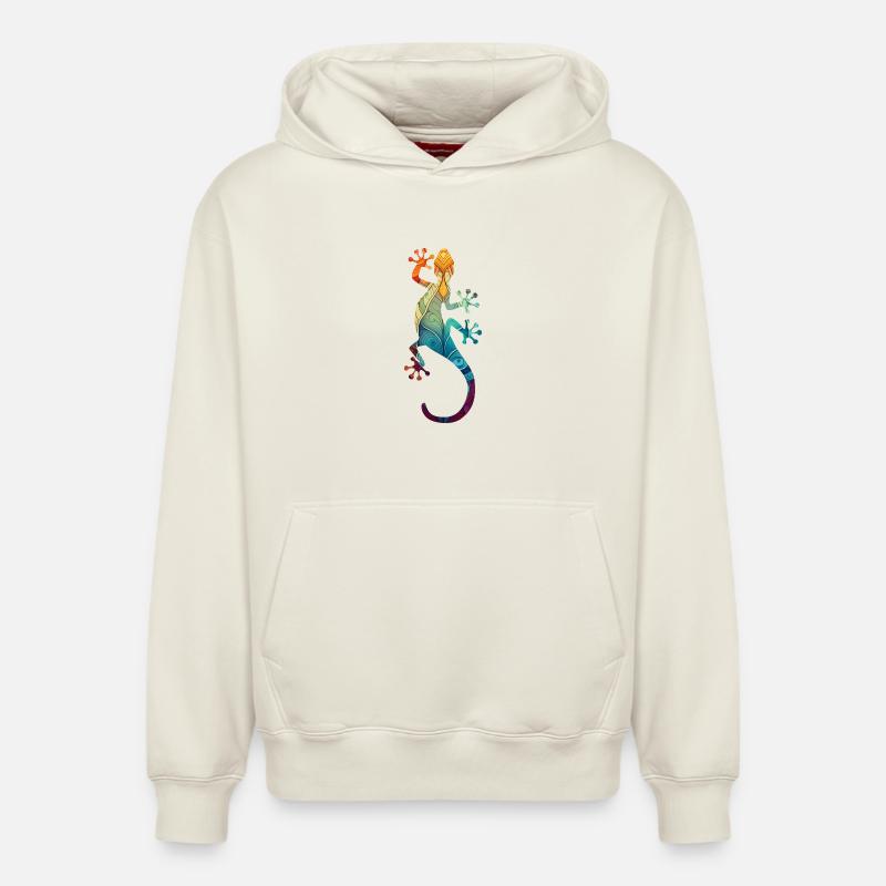 Mandala Gecko - Sweat à capuche unisexe décontracté en coton biologique – de SPREAD - blanc cassé