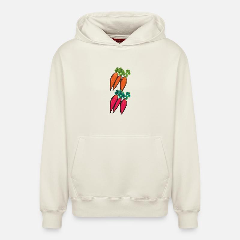 Variétés de carottes - Sweat à capuche unisexe décontracté en coton biologique – de SPREAD - blanc cassé