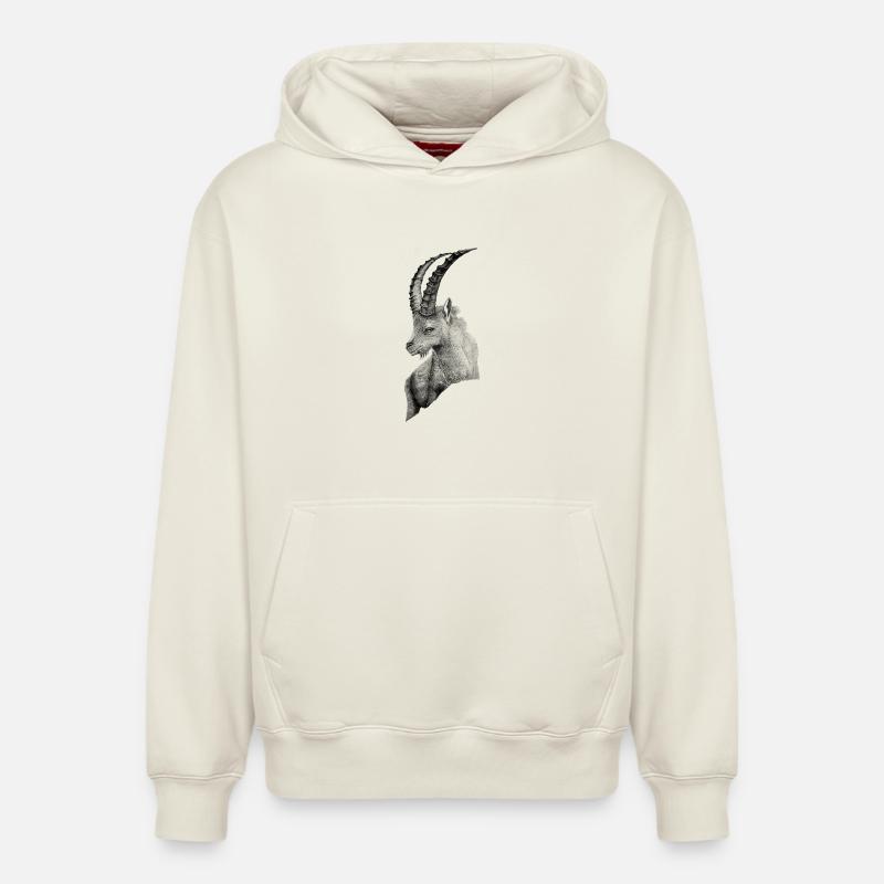 DER STEINBOCK - Relaxed Unisex Organic Hoodie – von SPREAD - Naturweiß