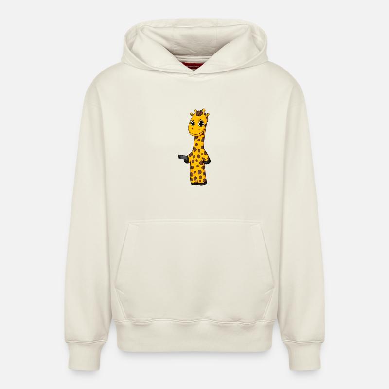 Girafe avec pistolet - Sweat à capuche unisexe décontracté en coton biologique – de SPREAD - blanc cassé