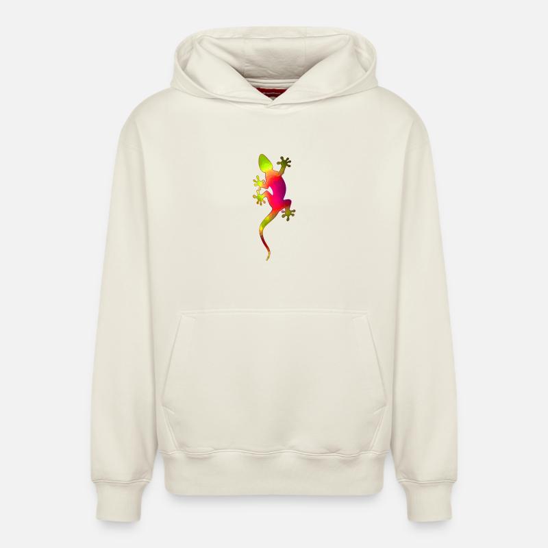 Gecko 1.1 - Sweat à capuche unisexe décontracté en coton biologique – de SPREAD - blanc cassé