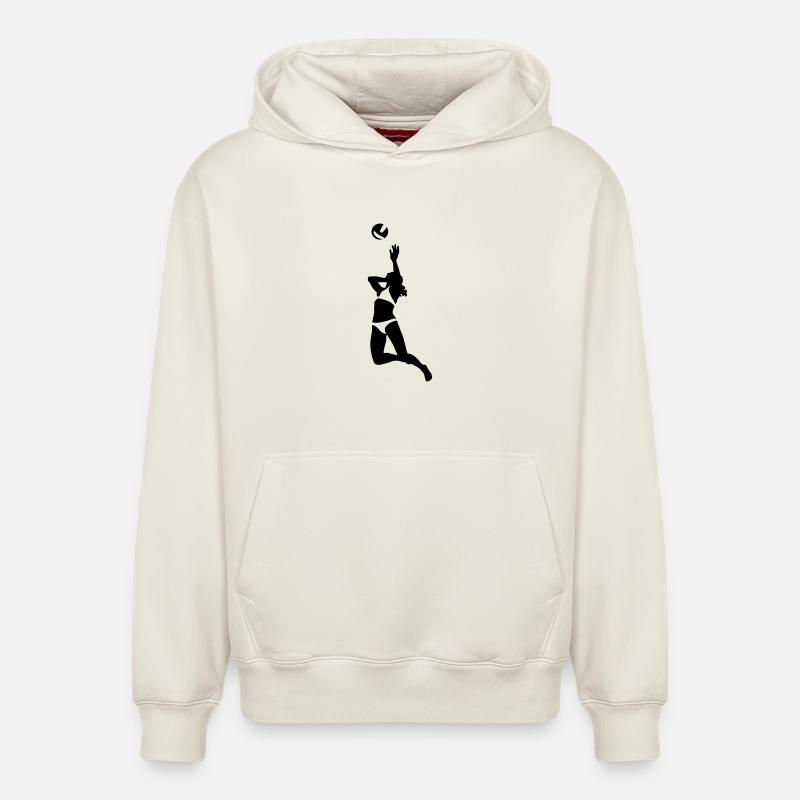 Volley-ball - Sweat à capuche unisexe décontracté en coton biologique – de SPREAD - blanc cassé