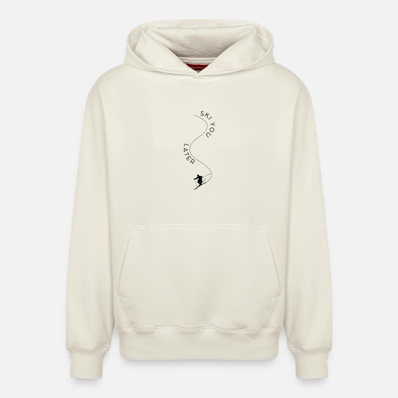 Skiez vous plus tard - Sweat à capuche unisexe décontracté en coton biologique – de SPREAD - blanc cassé