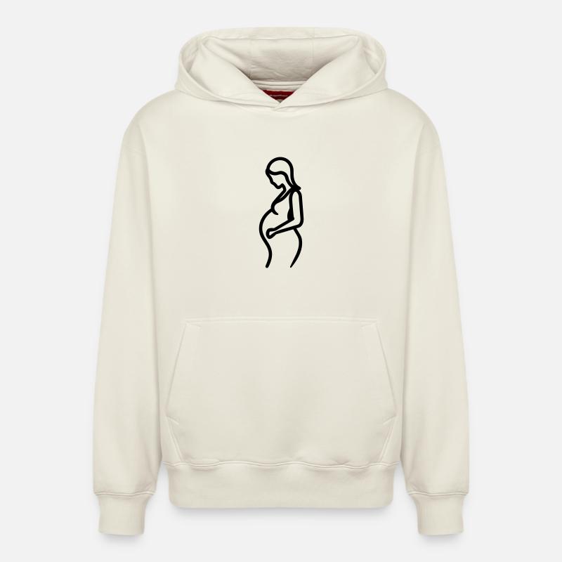 femme enceinte - Sweat à capuche unisexe décontracté en coton biologique – de SPREAD - blanc cassé