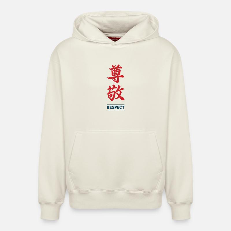 Respect 2 - Sweat à capuche unisexe décontracté en coton biologique – de SPREAD - blanc cassé