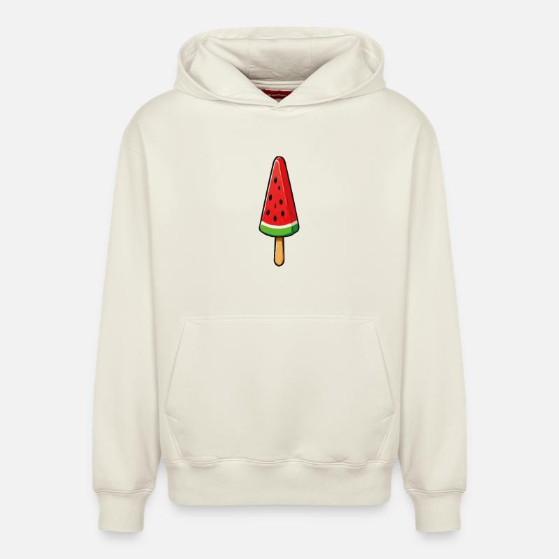 Glaces à la pastèque - Sweat à capuche unisexe décontracté en coton biologique – de SPREAD - blanc cassé