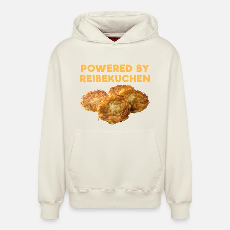 Propulsé par Reibekuchen - Sweat à capuche unisexe décontracté en coton biologique – de SPREAD - blanc cassé