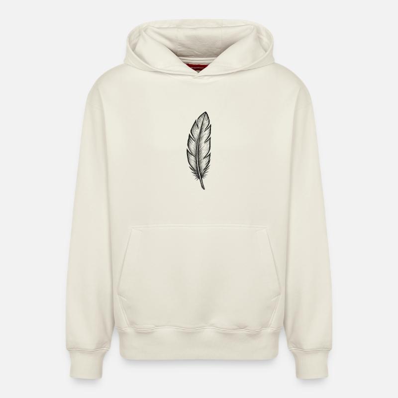 Plume noire pailletée avec texture - Sweat à capuche unisexe décontracté en coton biologique – de SPREAD - blanc cassé