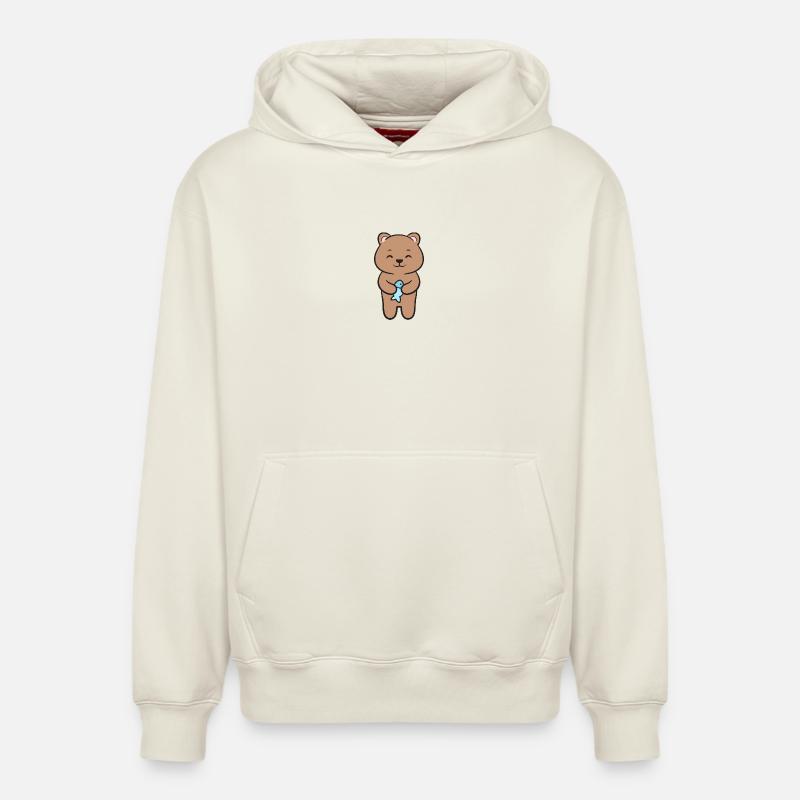 Ours Ours brun - Sweat à capuche unisexe décontracté en coton biologique – de SPREAD - blanc cassé