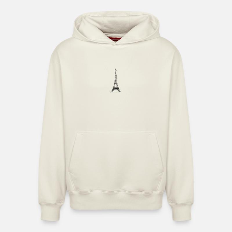 Tour Eiffel - Sweat à capuche unisexe décontracté en coton biologique – de SPREAD - blanc cassé
