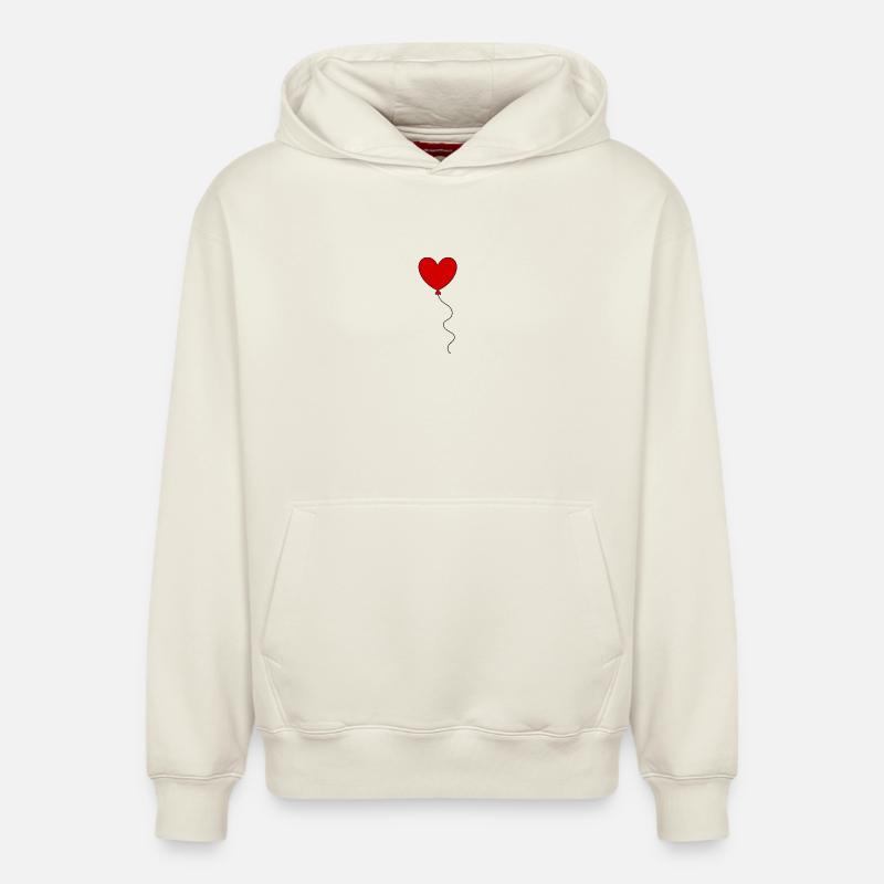 Saint-Valentin cœur rouge, st.valentin - Sweat à capuche unisexe décontracté en coton biologique – de SPREAD - blanc cassé