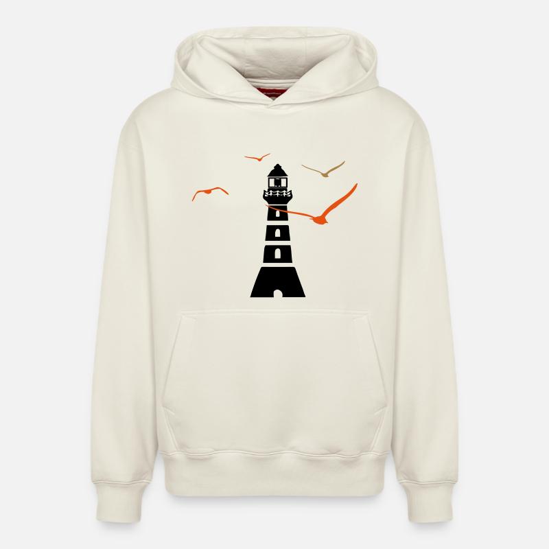 Phare | Navigation | Mer - Sweat à capuche unisexe décontracté en coton biologique – de SPREAD - blanc cassé