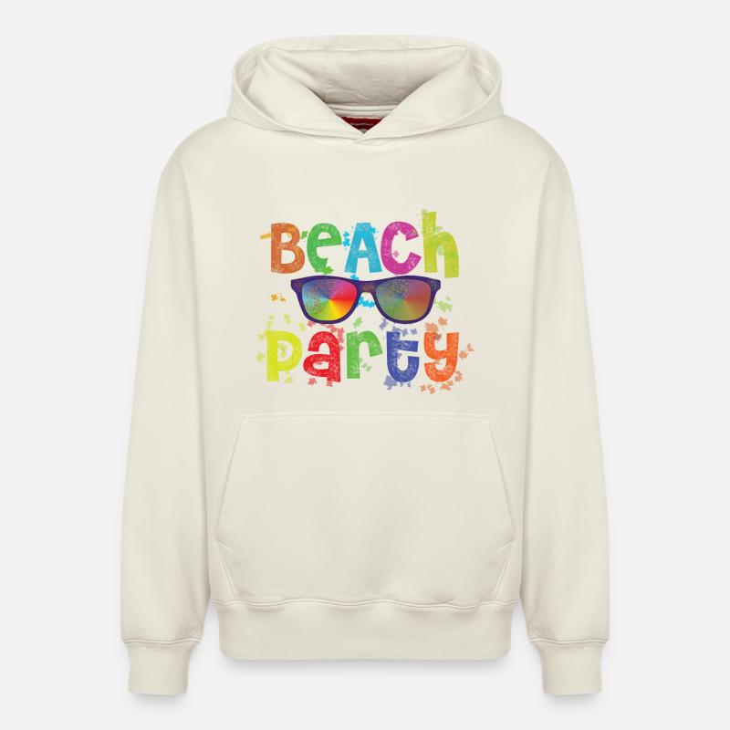 Beach Party - Sweat à capuche unisexe décontracté en coton biologique – de SPREAD - blanc cassé
