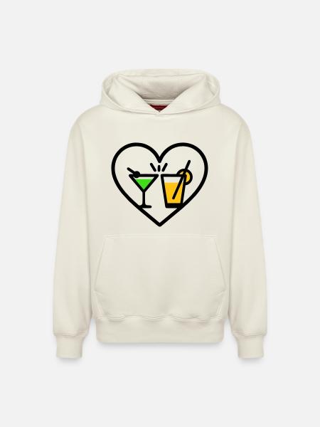 Cocktails Heart Summer Party Beach Gift - Relaxed Unisex Organic Hoodie – by SPREAD - off white