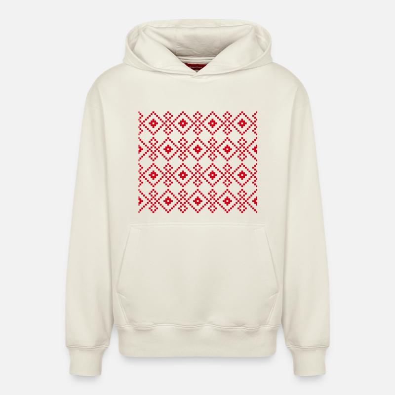 Weihnachtlicher einfarbiger Pullover (rot) - Relaxed Unisex Organic Hoodie – von SPREAD - Naturweiß