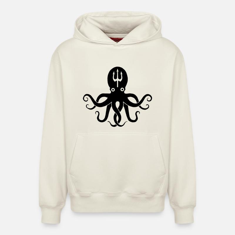 Pieuvre noire - Sweat à capuche unisexe décontracté en coton biologique – de SPREAD - blanc cassé