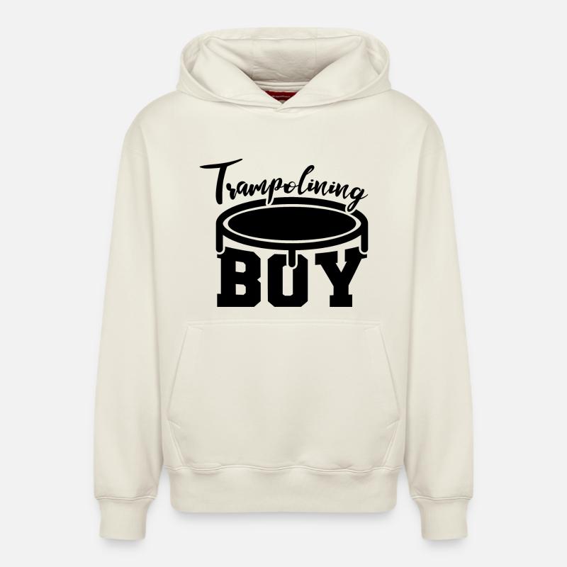 Drôle de pull trampoline - Sweat à capuche unisexe décontracté en coton biologique – de SPREAD - blanc cassé
