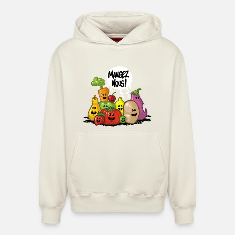Fuits et legumes - Sweat à capuche unisexe décontracté en coton biologique – de SPREAD - blanc cassé