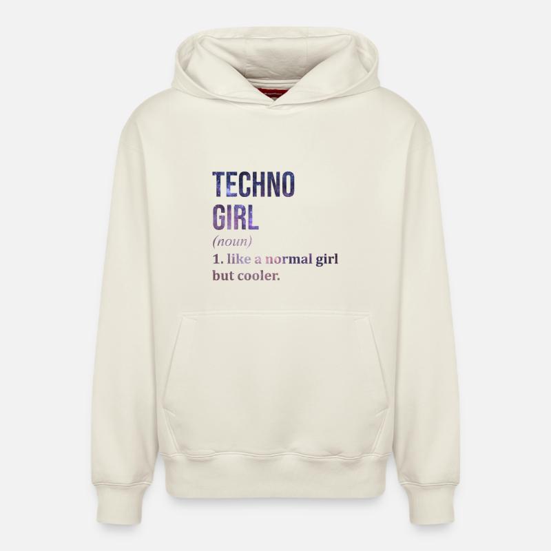 techno - Sweat à capuche unisexe décontracté en coton biologique – de SPREAD - blanc cassé