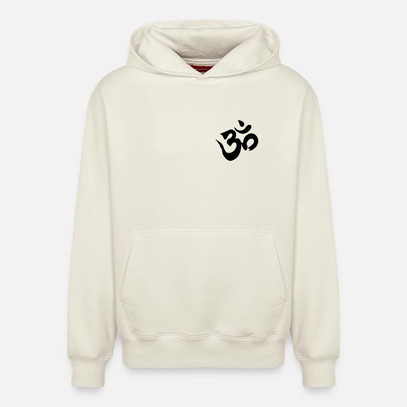 Om - Sweat à capuche unisexe décontracté en coton biologique – de SPREAD - blanc cassé