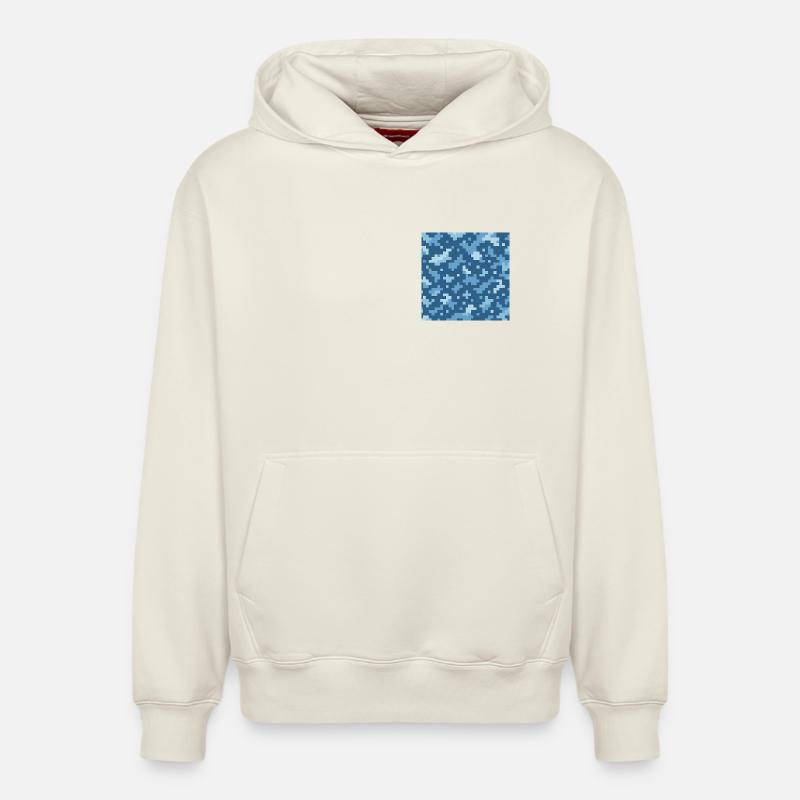 Motif de pixels bleus - Sweat à capuche unisexe décontracté en coton biologique – de SPREAD - blanc cassé