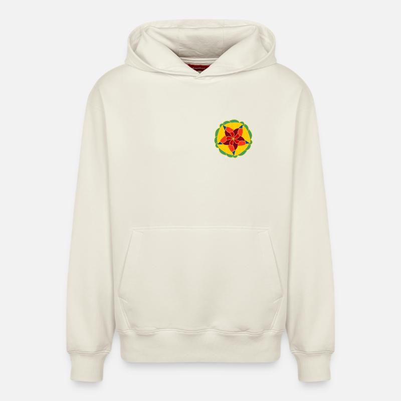 Mandala éclatant géométrique - Sweat à capuche unisexe décontracté en coton biologique – de SPREAD - blanc cassé