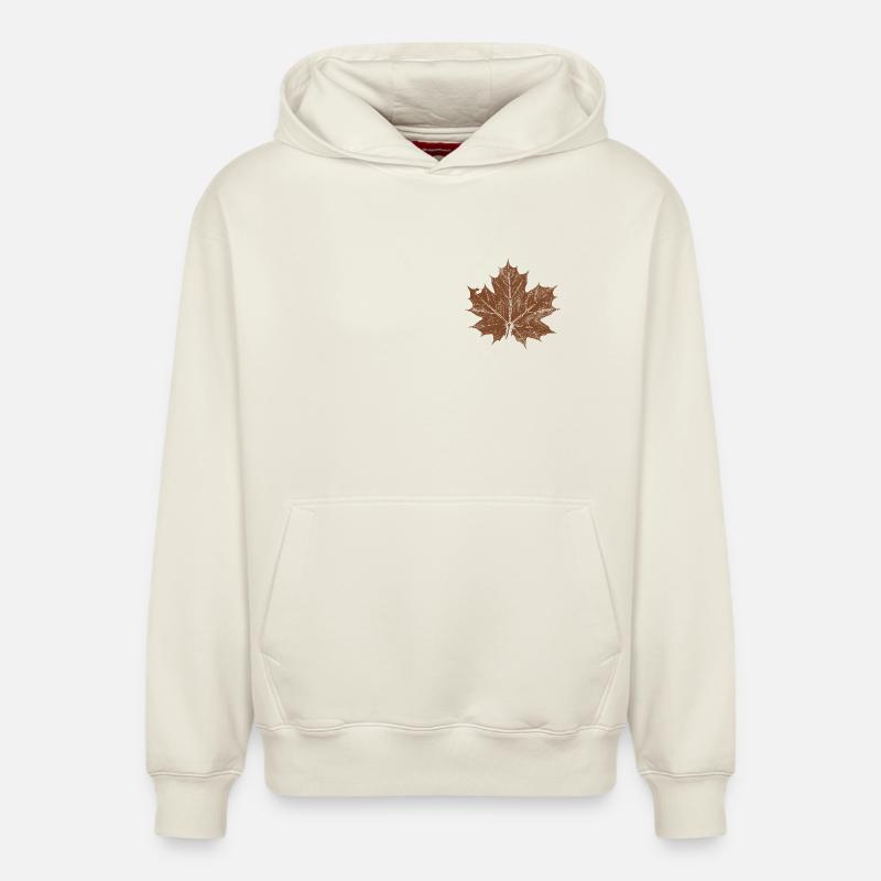 feuille d'érable - Sweat à capuche unisexe décontracté en coton biologique – de SPREAD - blanc cassé