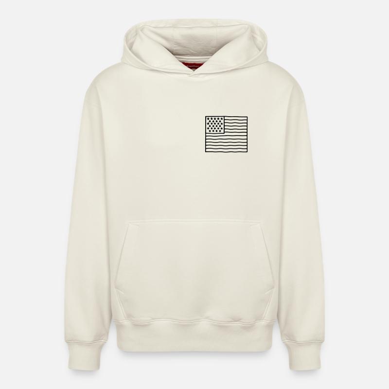 Drapeau USA - Sweat à capuche unisexe décontracté en coton biologique – de SPREAD - blanc cassé