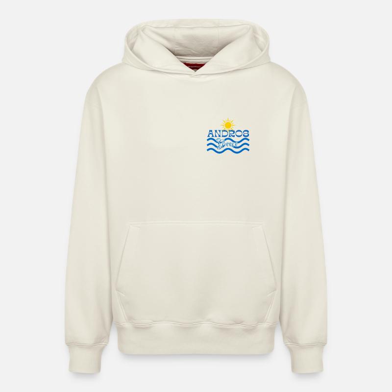 Andros Sun Waves en Grèce - Sweat à capuche unisexe décontracté en coton biologique – de SPREAD - blanc cassé